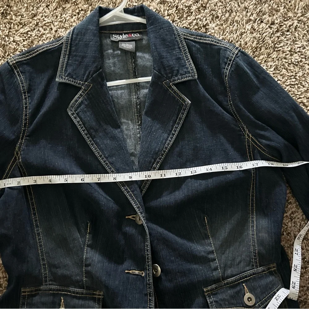 Style & Co Blue Jean Jacket with Blazer Design - Picture 4 of 4
